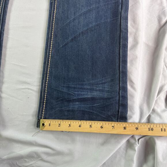 Ring of Fire Jeans Mens 30x32 Boot Cut Del Rey Dark Wash Distressed Denim - Picture 11 of 13